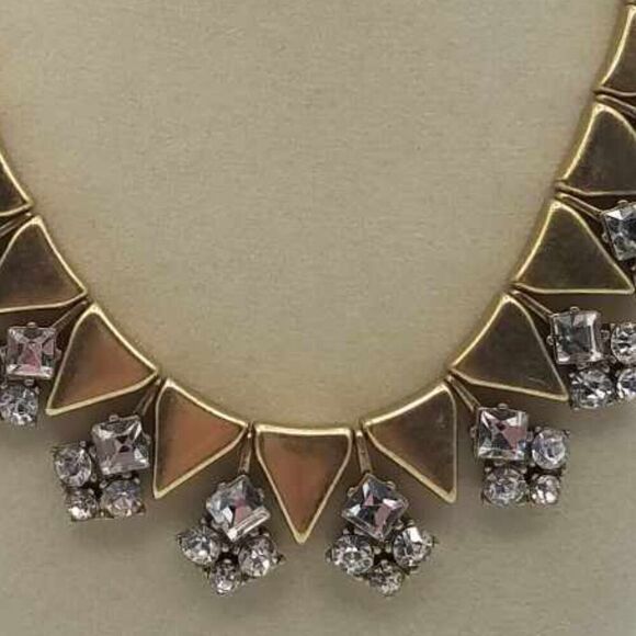 J Crew Matte Finish Triangle Crystal Rhinestone Cluster Necklace - Picture 12 of 12